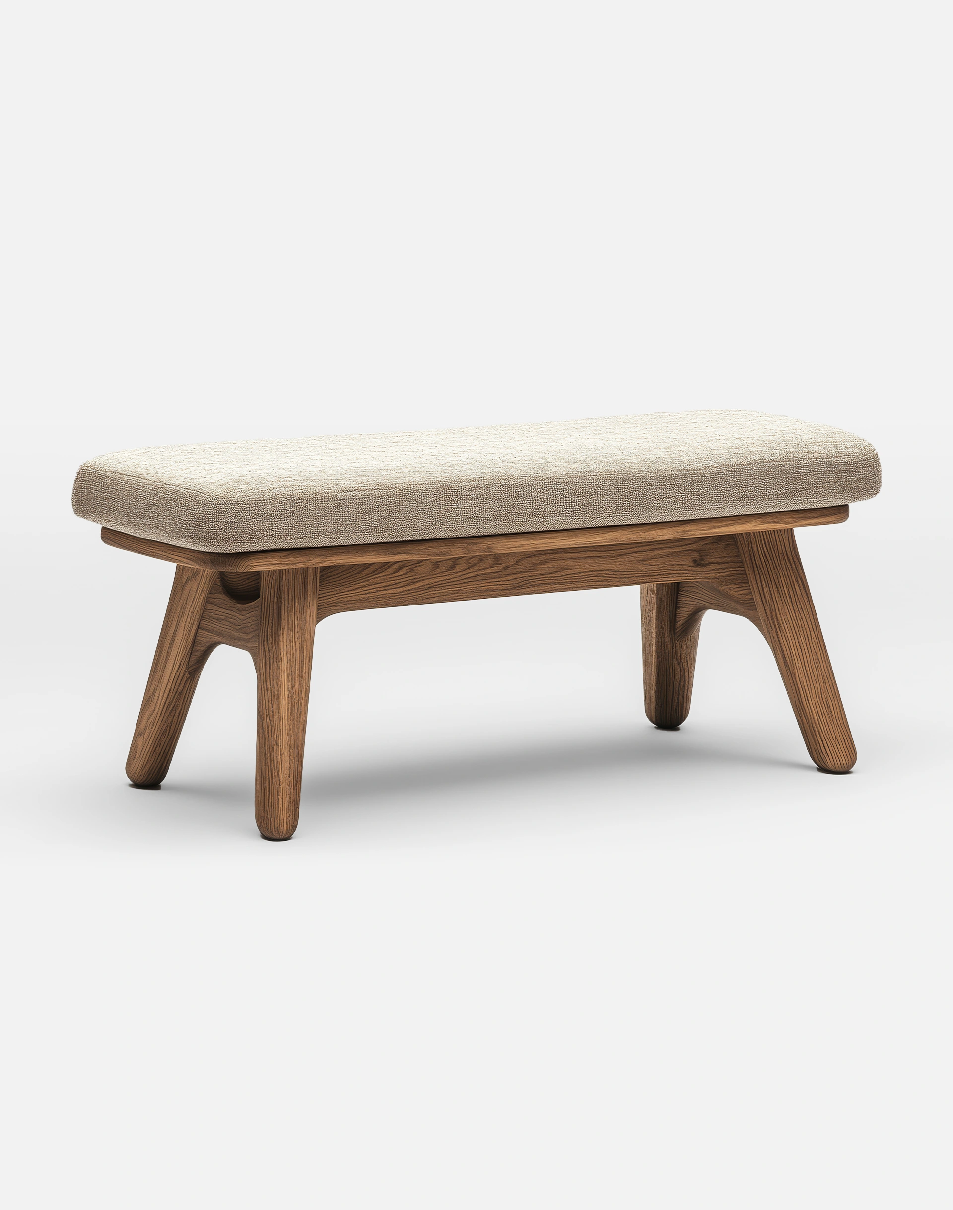 Stylish upholstered bench with wooden legs