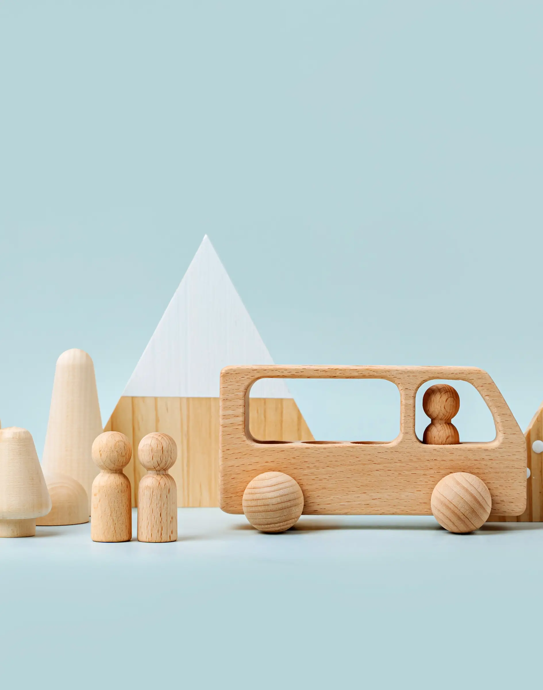 Holzspielset Wald, Berge und Bus